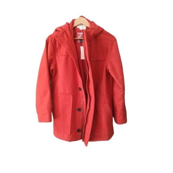 Women's SIZE M A New Day Duffel Overcoat Orange Shade NWT - Picture 2 of 9